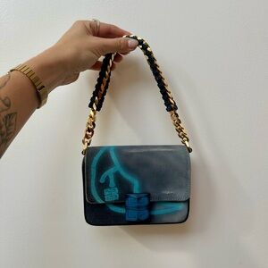 Givenchy 4G Small Half-Moon Graphic Shoulder Bag in Denim